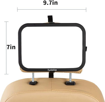 Baby Car Mirror Most Stable Backseat Mirror with Premium Matte Finish,Ultra High Definition PMMA Material, Secure and Shatterproof,Black