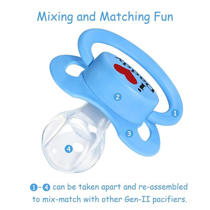 LittleForBig Bigshield Gen-II Adult Sized Printed Pacifier I Love Daddy Pattern Blue