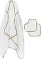 Lalo The Hooded Towel & Washcloth Set, 100% Organic Cotton, Soft on Sensitive Skin, Durable & Absorbent, Machine Washable, Includes One Baby Towel and Two Washcloths - Sage