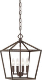 ML Lighting 3234-RBZ Four Light Pendant, Bronze/Dark