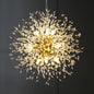 Gold Crystal Chandeliers 9-Light Modern Firework Chandelier Dandelion Light Fixture,Bedroom Chandelier,Ceiling Hanging Lighting for Dining Room,Bedroom,Aisle
