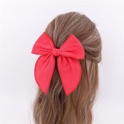 3 Styles Hair Bow Clips for Little Girls Toddler Baby Mom Women Hair Barrettes Accessories 4 Pcs Cotton Linen Bows Red