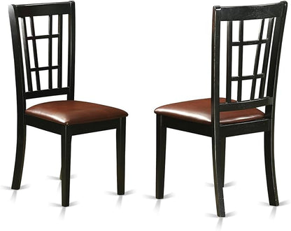 East West Furniture SUNI5-BCH-LC 5 Piece Dining Table Set for 4 Includes a Round Kitchen Table with Dropleaf & Shelves and 4 Faux Leather Kitchen Dining Chairs, 42x42 Inch, Black & Cherry
