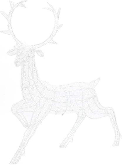 LuxenHome Lighted Reindeer Christmas Outdoor Yard Decorations, Prelit Runing Reindeer Indoor & Outdoor Christmas Decor with 300 LED Lights, Xmas Decorations for Front Porch, Lawn, Garden Display