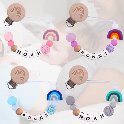 Pacifier Clip Personalized Pacifier Holder with Name Custom Pacifier Clip with Name Baby Shower Gift (Purple)