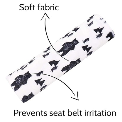 Baby Car Seat Belt Covers, Bear Car Seat Strap Covers for Boys, Fleece Stroller Strap Cover for Kids, Soft Car Seat Neck Cover, Newborn Car Seat Straps Shoulder Protectors, 2 Pack