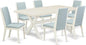 East West Furniture X027LA015-7 7 Piece Dining Room Furniture Set Consist of a Rectangle Dining Table with X-Legs and 6 Baby Blue Linen Fabric Parsons Chairs, 40x72 Inch, Multi-Color