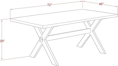 East West Furniture X627MZ650-6 6 Piece Dining Table Set Contains a Rectangle Kitchen Table and 4 Dark Gotham Grey Linen Fabric Parson Chairs with a Bench, 40x72 Inch, Multi-Color