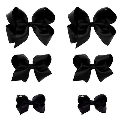 Black Bows for Girls,6PCS Hand-made Grosgrain Ribbon Hair Bows Alligator Clips Hair Accessories for Little Teen Toddler Girls Kids (Black)
