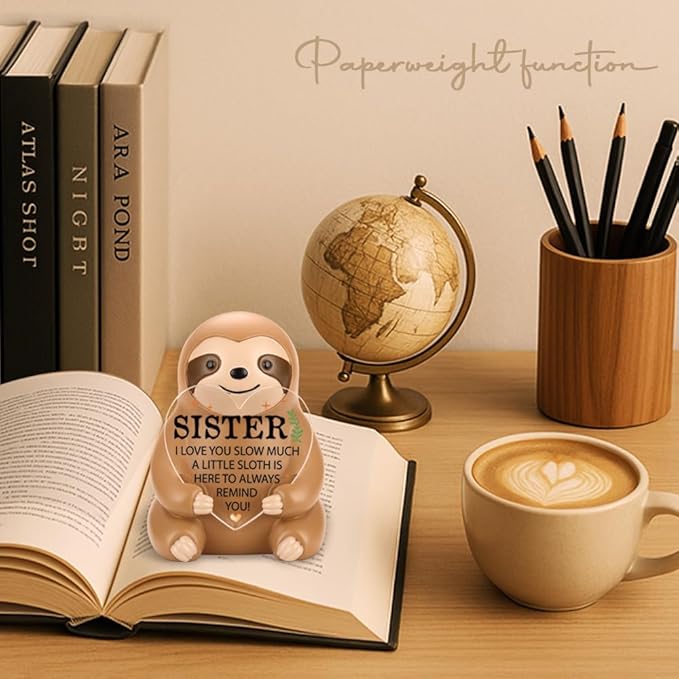 Sloth Figurines Gift, Birthday Gifts for Sister Women, Funny Cute Sloth Present for Bestie Friends Sister BFF Friendship Birthday Christmas YSS8