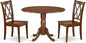 East West Furniture DLCL3-MAH-W 3 Piece Dining Table Set for Small Spaces Contains a Round Dining Room Table with Dropleaf and 2 Wooden Seat Chairs, 42x42 Inch, Mahogany