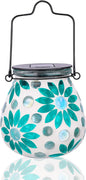 Afirst Mosaic Solar Lanterns Outdoor - Glass Hanging Solar Lights Hollow Out Waterproof Table Lamp Outdoor Decorative for Garden, Patio, Holiday Party Outdoor Decoration