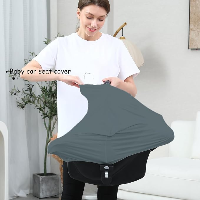Car Seat Cover Baby for Nursing, Baby Breastfeeding Cover Carseat Canopy Covers, Solid Color Multi-use Nursing Cover for Babies (Neutral Grey)