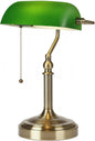 Glass Bankers Desk Lamp with Pull Chain Switch Plug in Fixture (Green-Simple, Simple Style)