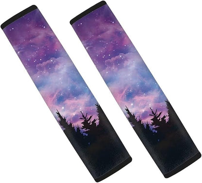 AFPANQZ 2pcs Universal Car Seat Belt Pads Cover Starry Forest Print Seat Belt Comfort Shoulder Pads for Adults Children Seat Cushion Shoulder Straps Cushion Purple