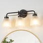 3-Light Black Bathroom Light Fixture,21 Inch Mid-Century Modern Vanity Lights for Bathroom with Frosted White Bell Shades, Industrial Wall Sconce for Mirror Over Vanity, Bedroom, Hallway