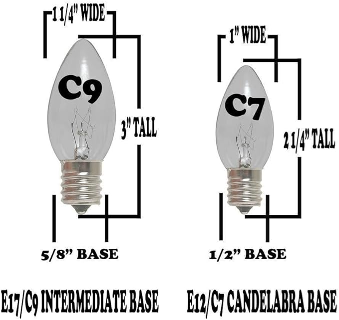 Novelty Lights Clear Twinkle Incandescent Christmas String Lights - Retro Traditional C9 Indoor/Outdoor Light Set w/ 25 Mini Bulbs for Roof Lines, Patios (White Wire, 25' Long)