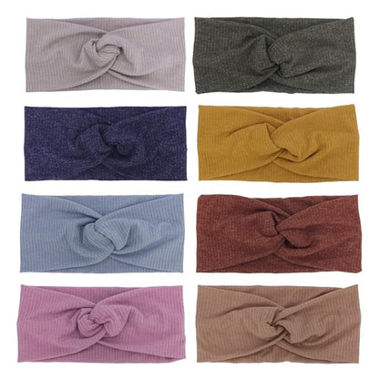 Sugarmelon Baby Headbands Stretchy Hairbands Hair Bow Elastics for Baby Girls Newborn Toddlers Infant Kids Turban Headband (Cross Headband Taupe)
