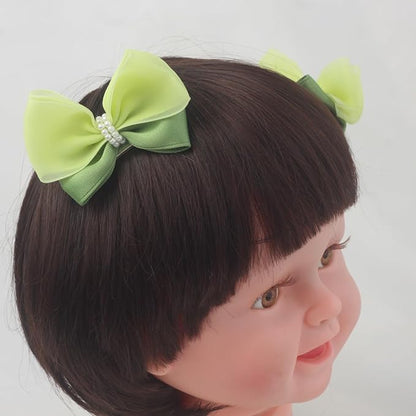 Pearl Green Bow Hair Clips for Little Girl-2 PCS