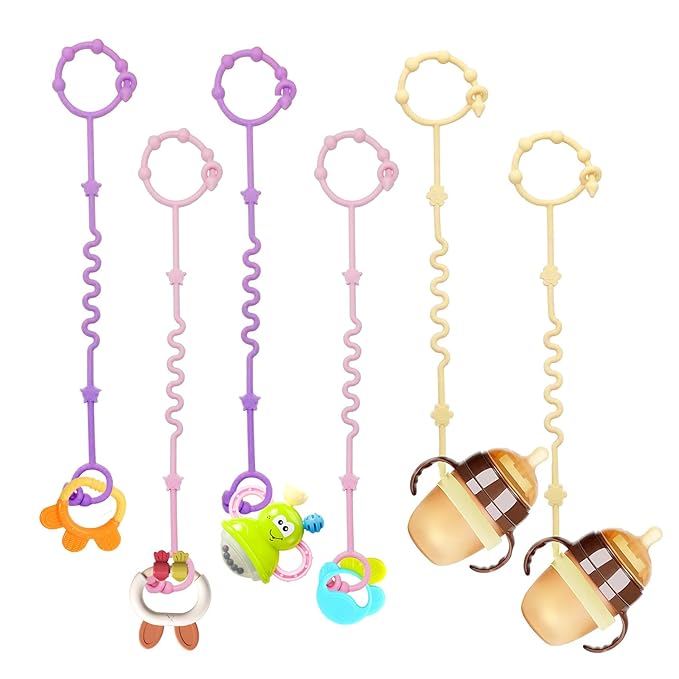 RTMOK Toy Straps for Baby, Silicone Setpacifier Clip,Applies to Car Seat Teether,High Chair,Stroller Accessories,Baby Clips,Cribs,Rocking Chair (Multicolored)