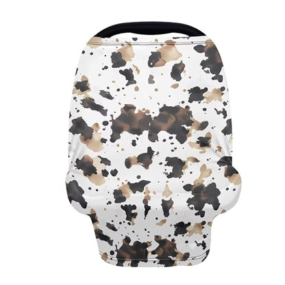 Coldinair Brown Cow Print Baby Car Seat Cover,Soft Breathable Nursing Cover,Multi-use Baby Stroller and Carseat Cover,Breastfeeding Covers