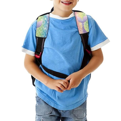 ENLACHIC Baby Car Seat Belt Cover, Cute Dinosaur Print Car Seat Shoulder Strap Pads, Infant Car Seat Cushion Safety Seatbelt Protector for Kids Boys Girls,Rainbow Mermaid Scale