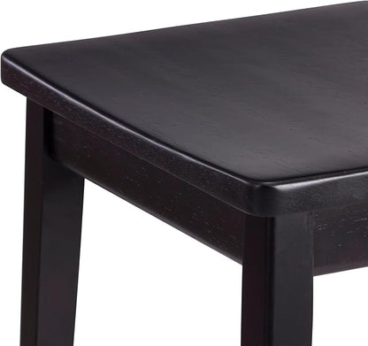Plank+Beam Smythe Dining Stool, 18",Set of 4, Sturdy Wood Modern Kitchen Stool, Saddle Seat Backless Chair, Metal Footrest, Black