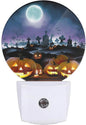 EKOBLA Halloween Pumpkin Plug-in Night Light, Seasonal Moon & Ghost Horror LED Nightlight with Auto Sensor for Halloween Home Decor