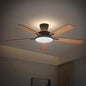 TALOYA Ceiling Fans with Lights and Remote, 52 inch Low Profile Ceiling Fan with Nightlight, Flush Mount, Reversible, 3CCT, Dimmable Black Modern Ceiling Fan for Bedroom, Living Room, Outdoor Patio