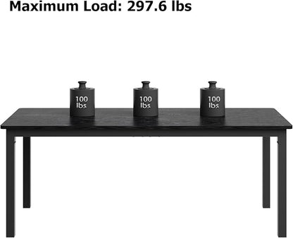 GarveeHome 70.8in Industrial Dining Table for 6, Wooden Long Dinner Table with Mortise Tenon Design, Kitchen Table with Sturdy Metal Legs, for Dining Room Home Office Living Room, Black