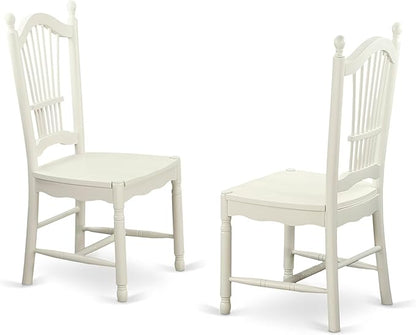 East West Furniture MZDO5-LWH-W 5 Piece Kitchen Table & Chairs Set Includes a Rectangle Dining Room Table with Dropleaf and 4 Dining Chairs, 36x54 Inch, Linen White