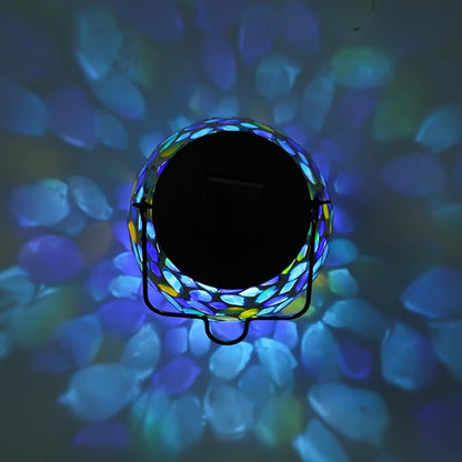 Afirst Mosaic Solar Lanterns Outdoor - Glass Hanging Solar Lights Hollow Out Waterproof Table Lamp Outdoor Decorative for Garden, Patio, Holiday Party Outdoor Decoration