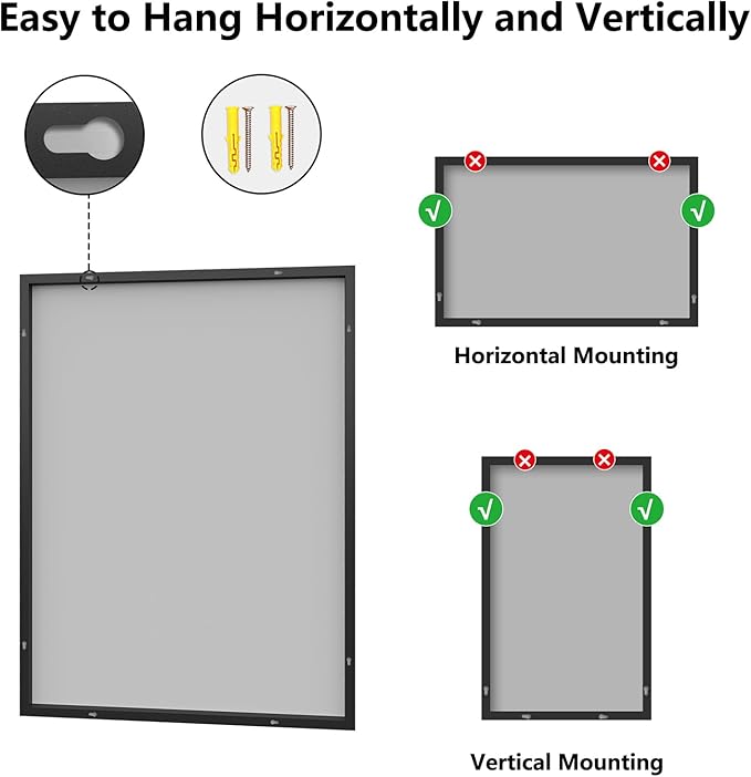 Koonmi Bathroom Mirror 36x48 Bathroom Wall-Mounted Mirrors, Modern Vanity Mirror for Bedroom, Living Room, Aluminum Alloy Frame Allow to Hang Horizontally or Vertically