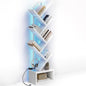 Casaottima White Tree Bookshelf with LED Light Strip — 6-Tier Small Floor Standing Bookcase, Narrow Steel & Wood Book Organizer Shelf with Cabinet, Home Decor for Living Room/Bedroom/Home Office