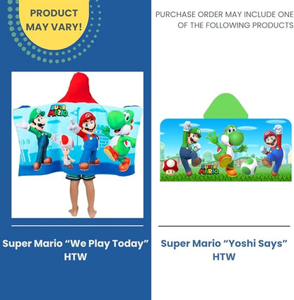 Super Mario Bath/Pool/Beach Soft Cotton Terry Hooded Towel Wrap, 24 in x 50 in, By Franco Kids