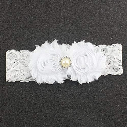 Miugle Baby Christening Headbands Baby Girl Baptism Headbands with Bows, White, 0-3years