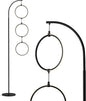 Brightech Nova Modern Floor Lamp Matches Living Room Décor - Contemporary Arc Tall Lamp with 3-Circle Ring-Style Pendant - Over The Couch Standing on Arching Pole - Eclectic- Black