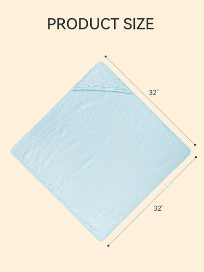 TILLYOU Muslin Hooded Baby Towels for Newborn 2 Pack, 32x32Inch Soft Baby Bath Towel Highly Absorbent for Newborn and Infant, Essential for Newborn Care, Light Pink and Blue
