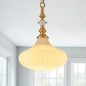 3-Light Chandelier,Vintage Gold Farmhouse Pendant Light Fixture for Kitchen,Adjustable Hanging Lighting with Beige Glass Shade for Hallway Bedroom Entryway Dining Room Island