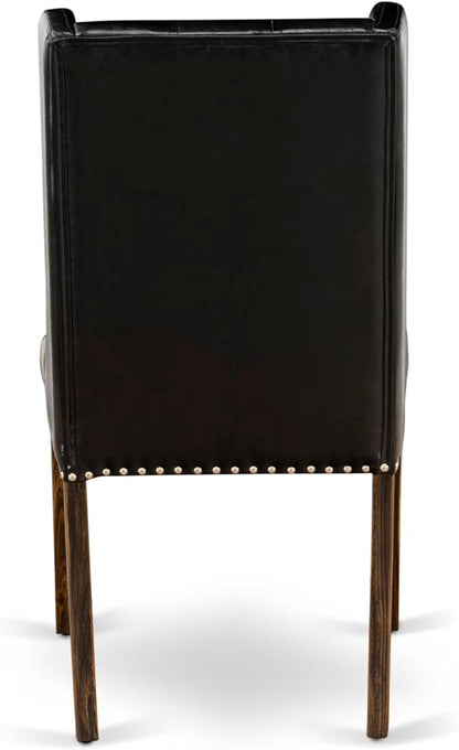East West Furniture V797FO749-9 9 Piece Dining Room Set Includes a Rectangle Kitchen Table with V-Legs and 8 Black Faux Leather Upholstered Parson Chairs, 40x72 Inch, Multi-Color