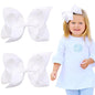 2PCS Oaoleer Layered Grosgrain Ribbon Alligator Hair Clips, White 6-inch Barrettes for Girls, Infants, Toddlers, Kids, and Teens