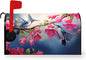 Summer Mailbox Covers Magnetic Hummingbird Flower Mailbox Post Cover Fuchsia Hybrida Floral Mail Box Wraps Bird Pink Flowers Decor Waterproof Garden Yard Standard Size 21x18 Inch