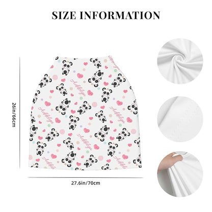 Personalized Baby Car Seat Cover for Girls, Custom Panda Pink Nursing Covers for Breastfeeding with Name, Infant Stroller Cover, Baby Carseat Canopy for Newborn, Multiuse Car Seat Canopies