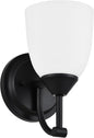 Traditional 1-Light Indoor Black Wall Sconce with Frosted Glass Bathroom Bedroom Hallway, 9.6" H x 5.5" W, Textured Black
