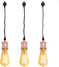 Kiven H-Type Wire Track LightPendants, 7 Inch Cord Length Black Weave Rope, Restaurant DecorativePendant Light Industrial Pendant Lamp 3 Pack,Bulb Not Included（Rose Gold）