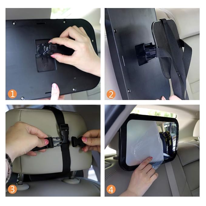 Baby Mirror for Car - Safety Car Seat Mirror for Rear Facing Infant with Wide Crystal Clear View - Adjustable Acrylic 360°for Backseat - Safe, Secure and Shatterproof (Blue)