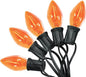 C7 LED Christmas Lights, 12FT Black Wire with 12 Orange Vintage Bulbs, Outdoor Indoor Hanging Lights for Porch, Garden, Backyard, Balcony, Holiday Party Décor