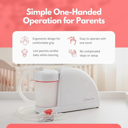 BabySmile – Baby Nasal Aspirator for S-504 Models | BPA-Free Electric Nose Cleaner for Mucus, Snot & Boogers | Simple Controls & Easy-to-Clean Parts | Infant & Toddler Nose Care