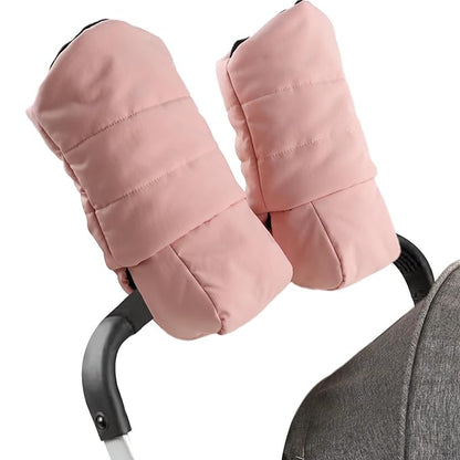 Zsedrut Stroller Gloves Universal Winter Anti-Freeze Stroller Mittens Water Repellent Hand Warmer Muff Fleece Lined,Winter Stroller Accessories (Pink)