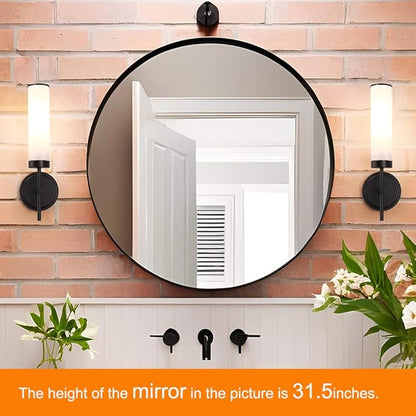 Matte Black Wall Sconces Set of 2, Modern Bathroom Sconces Wall Lighting with Opal White Glass, Vanity Light Fixtures for Bathroom, Wall Mount Lights for Living Room Bedroom Hallway, Hardwired